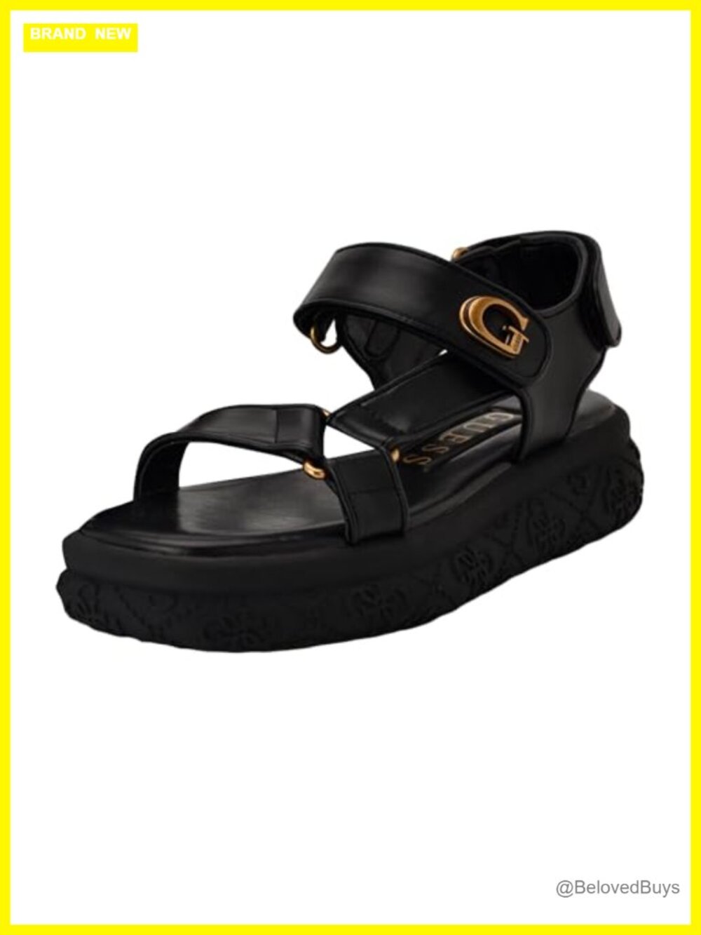 Faux Leather Platform Sandals with Velcro Straps